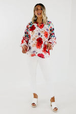 The Haven Mix Print Floral Henley Blouse - FINAL SALE