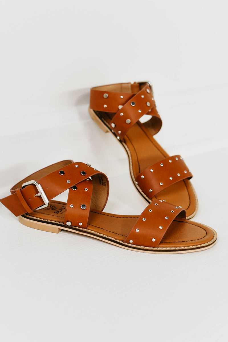 The Jenna Studded Sandal - Camel