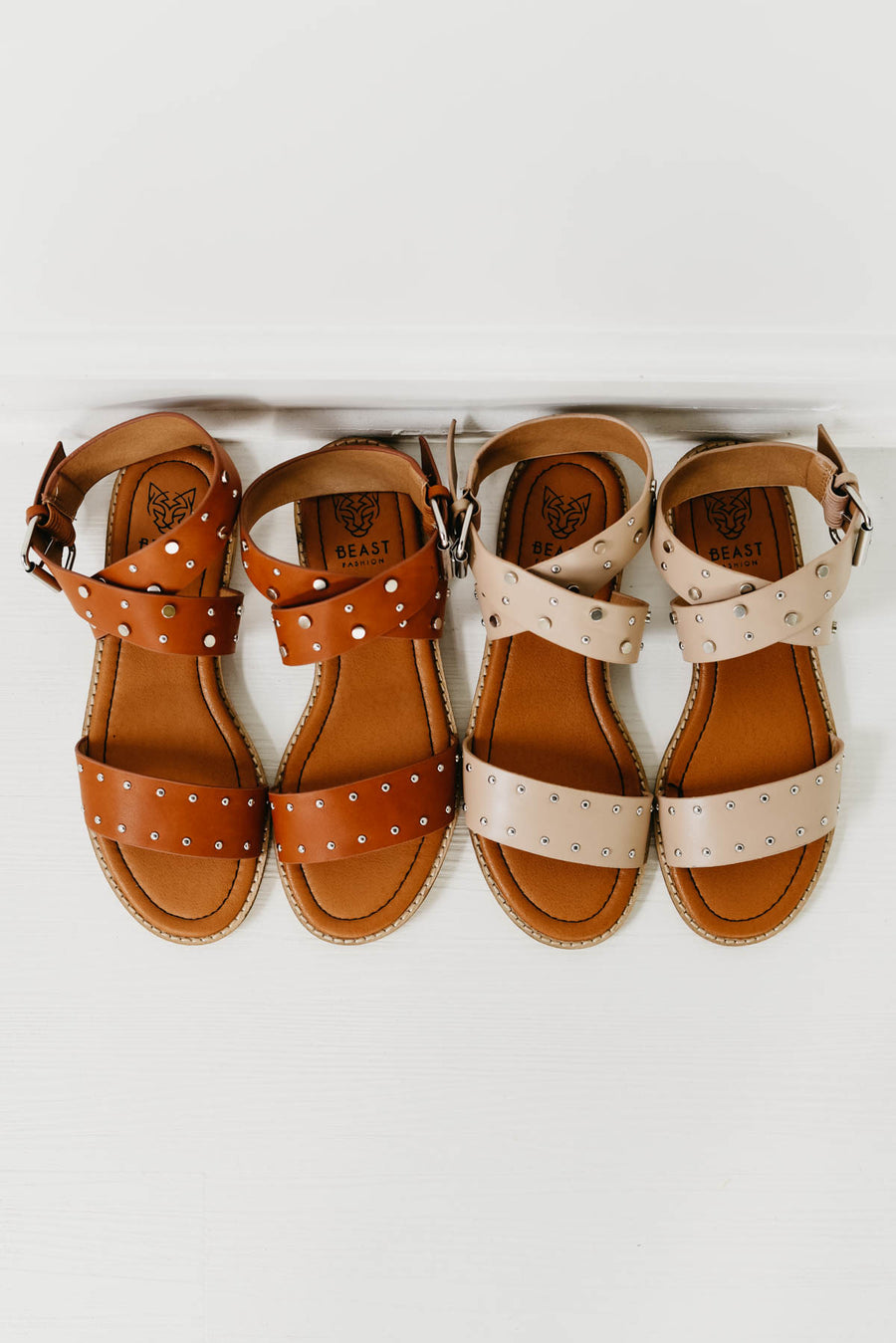 The Jenna Studded Sandal - Camel