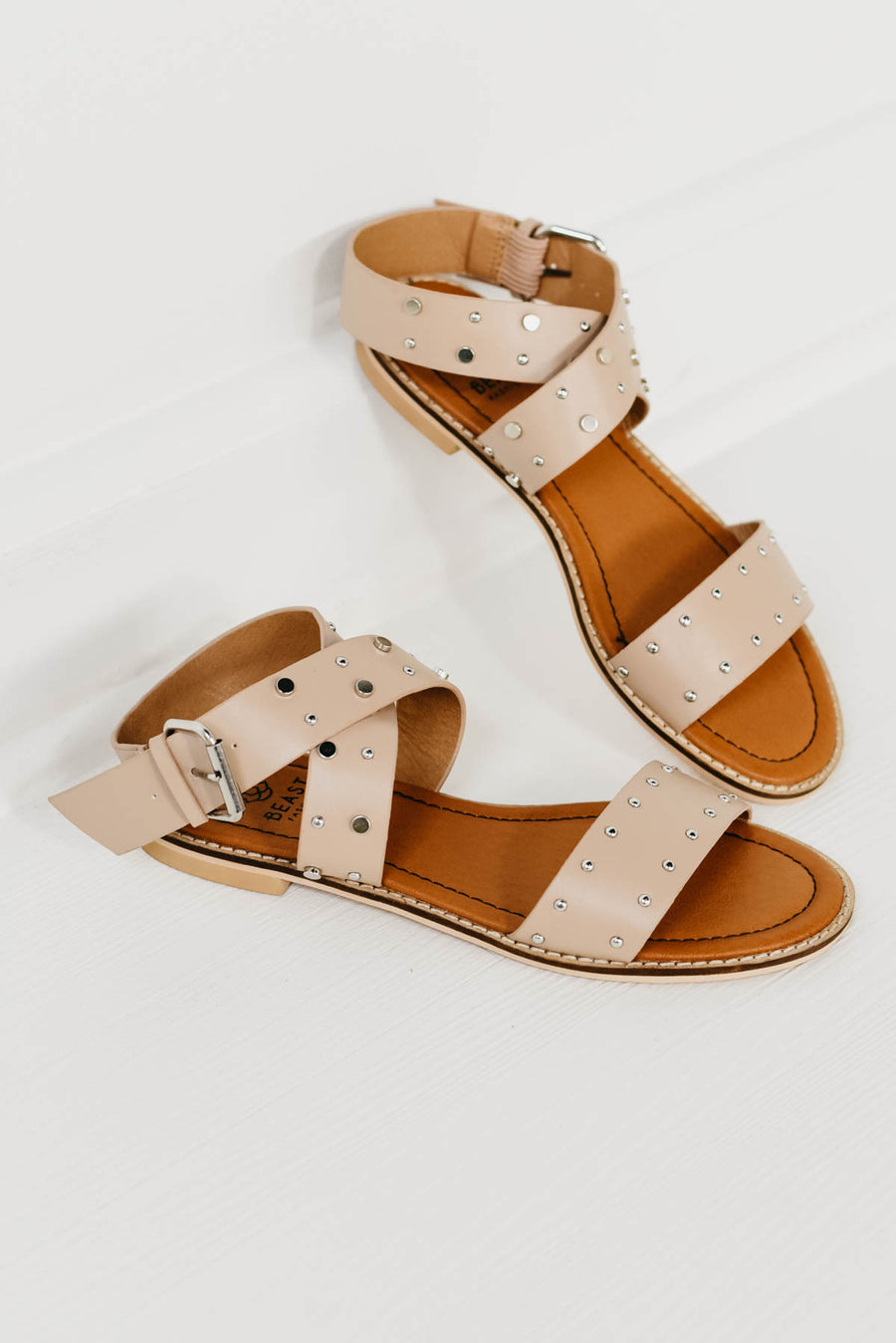 The Jenna Studded Sandal - Nude