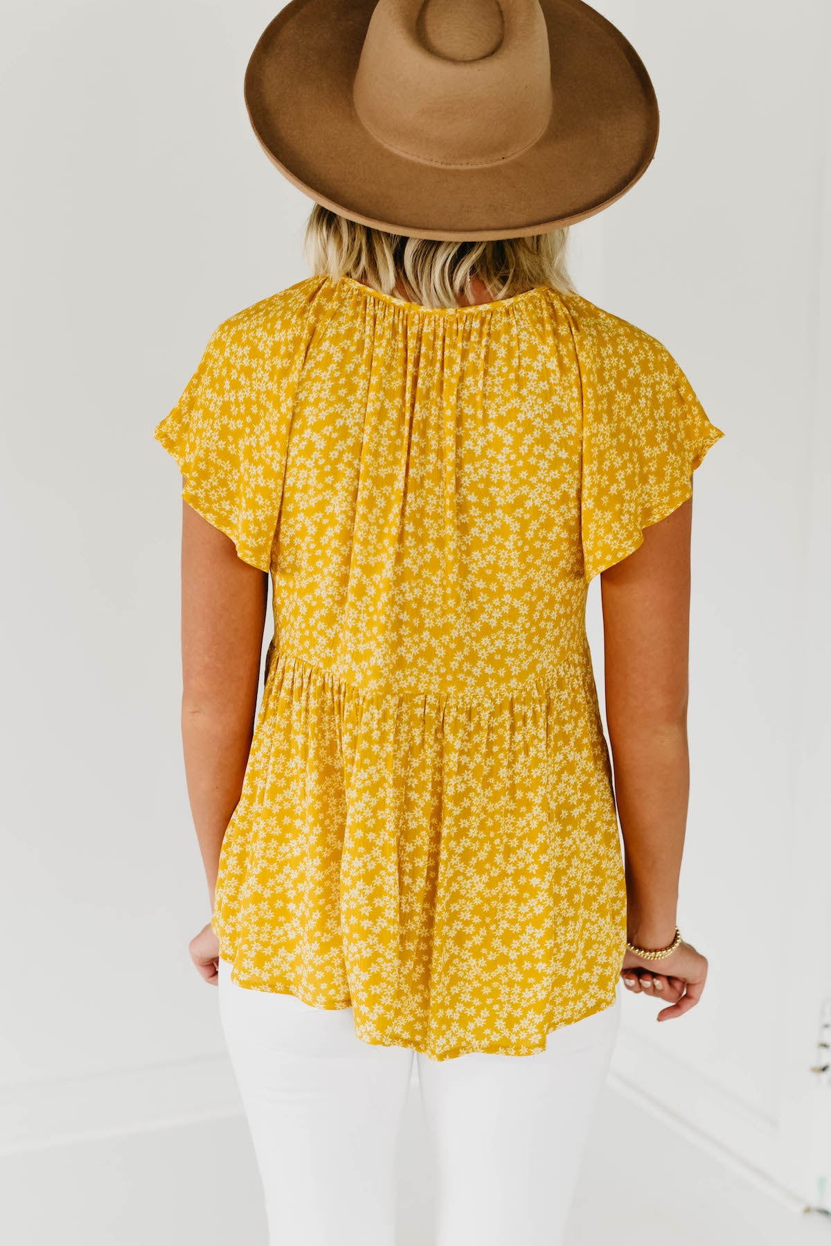 The Sydney Embroidered Woven Top - Yellow  - FINAL SALE