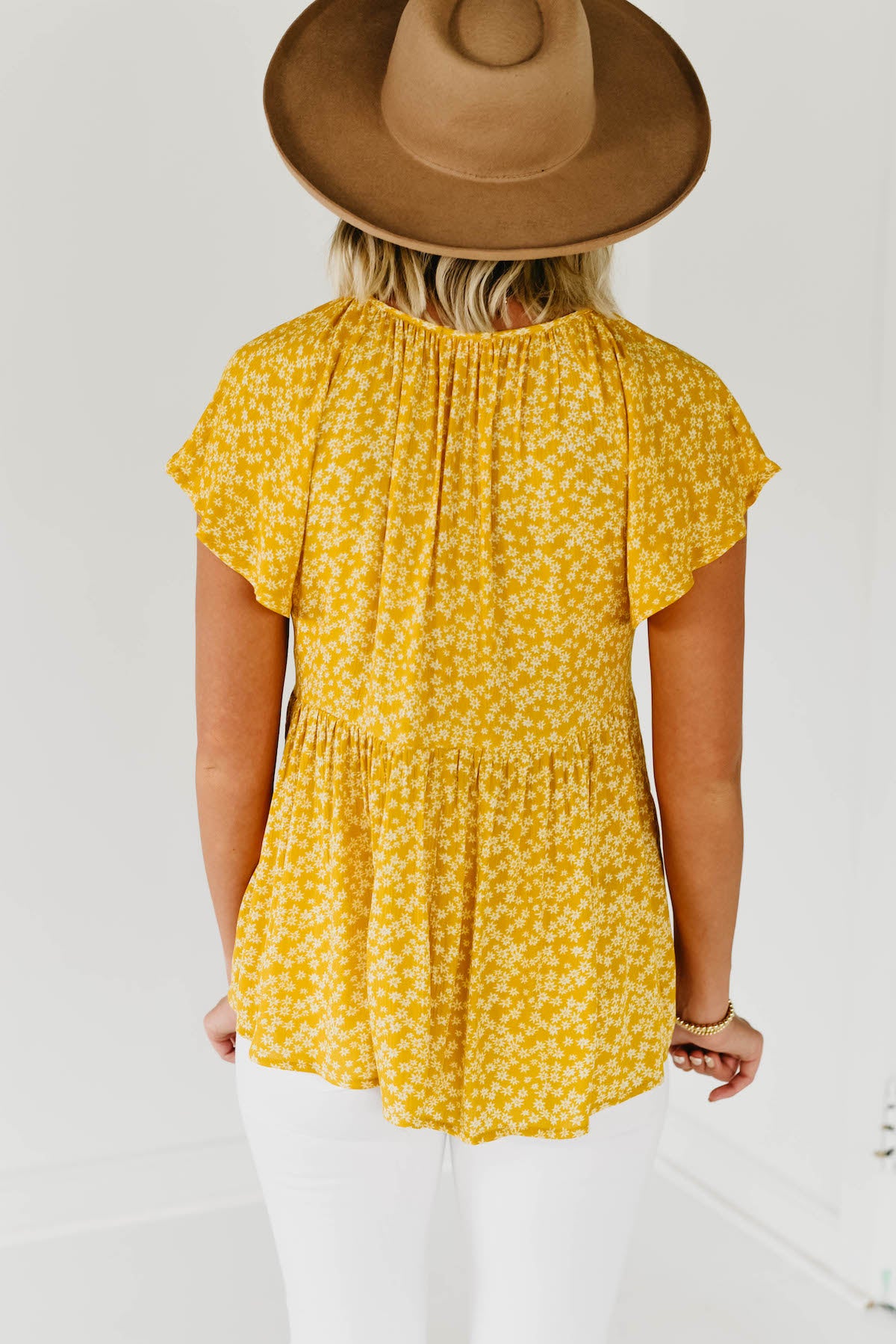 The Sydney Embroidered Woven Top Yellow FINAL SALE MOD Boutique