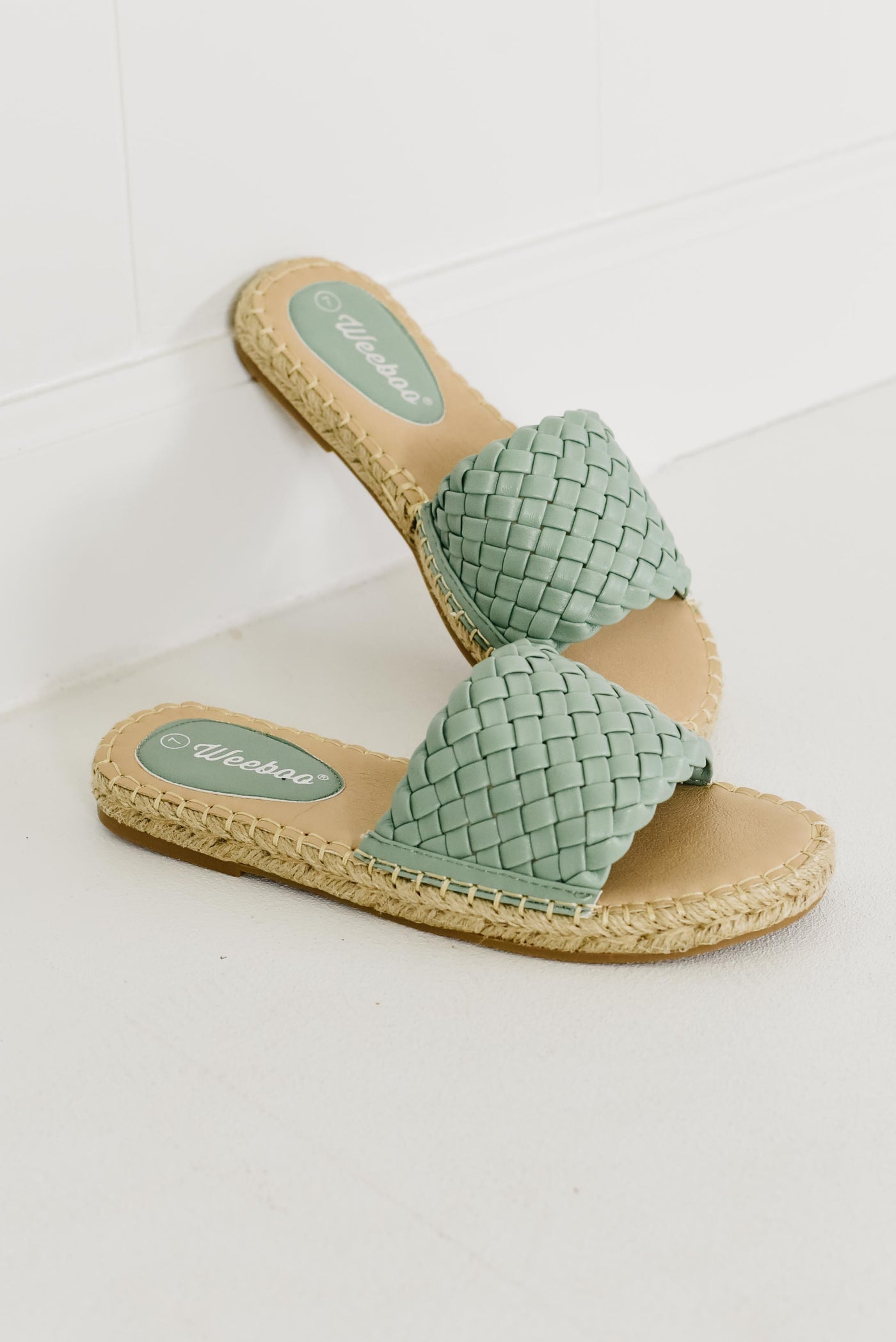 The Olivia Woven Sandal - Mint
