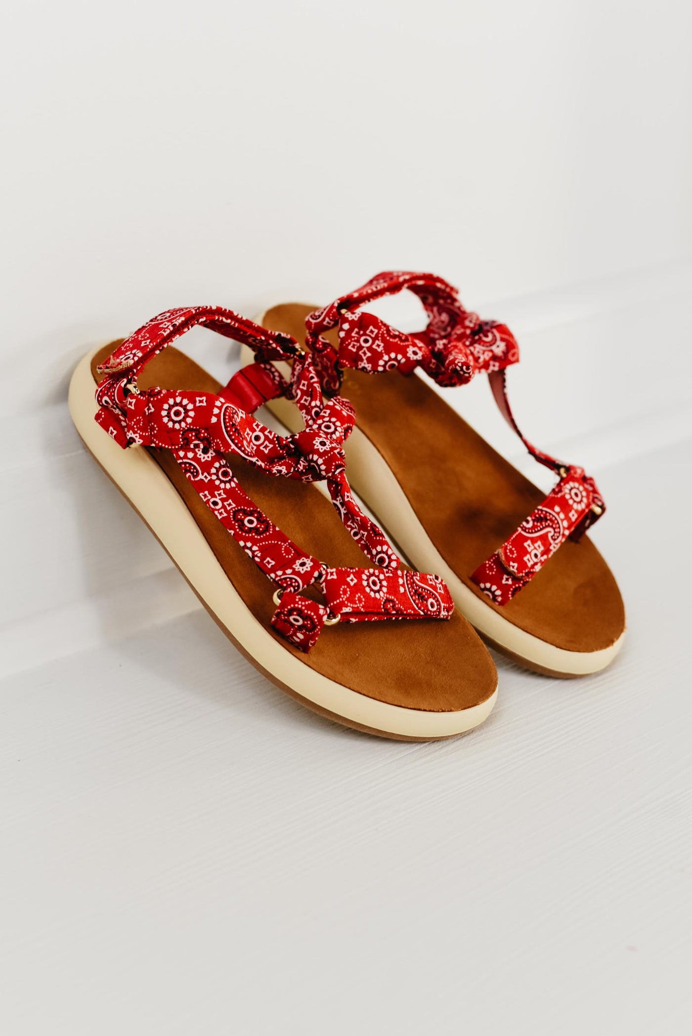 The Earthbound Tie Front Sandal - Red Paisley