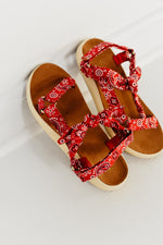 The Earthbound Tie Front Sandal - Red Paisley