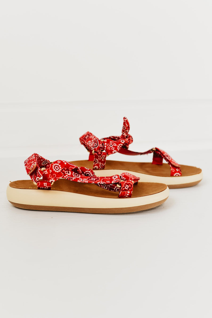 The Earthbound Tie Front Sandal - Red Paisley