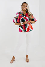 The Wilder Abstract Puff Sleeve Top - FINAL SALE