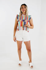 The Georgia Smocked Abstract Print Top - FINAL SALE