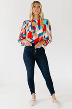 The Maureen Geo Puff Sleeve Blouse