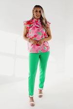 The Alivia Abstract Smock Neck Blouse - FINAL SALE