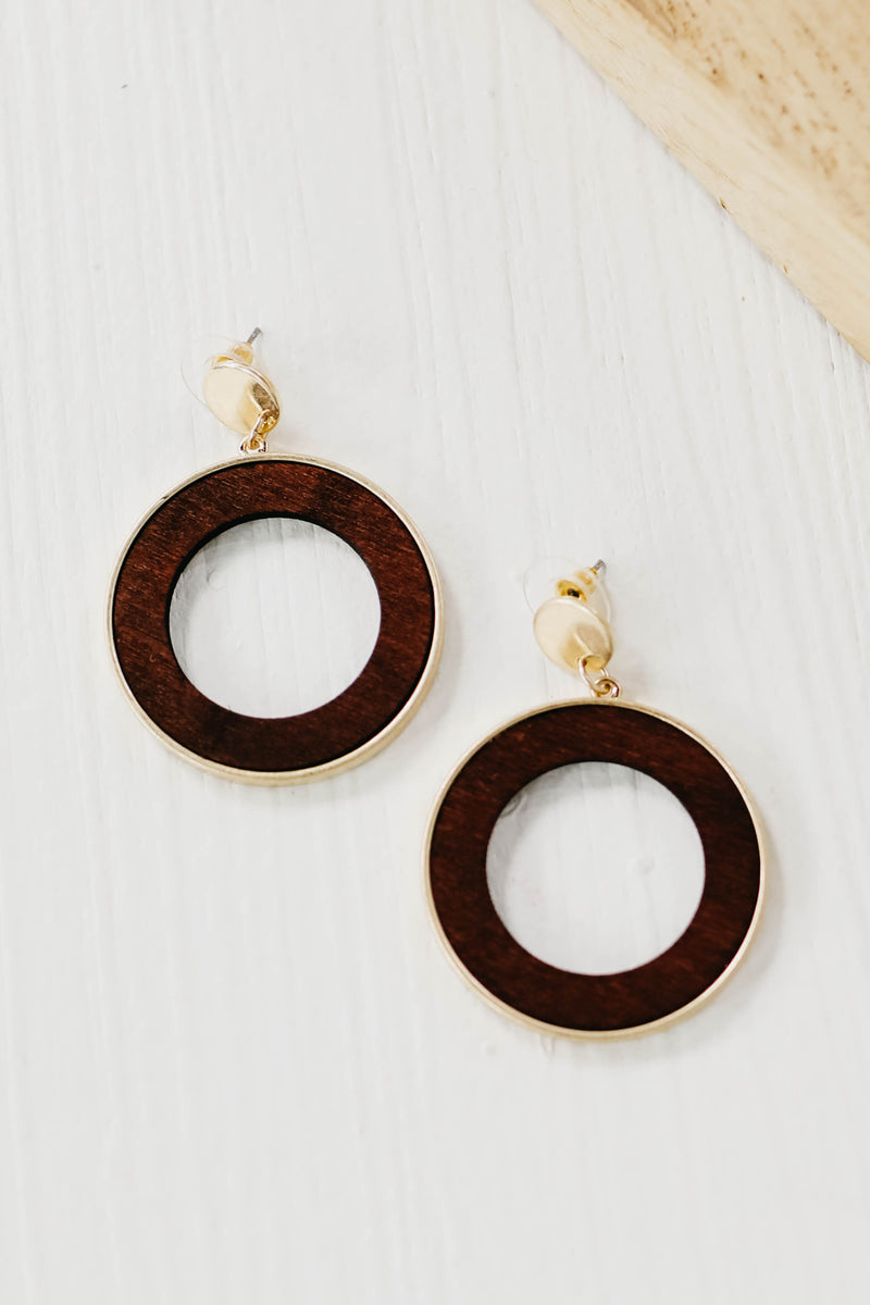 The Raya Wooden Earrings - Dark Brown