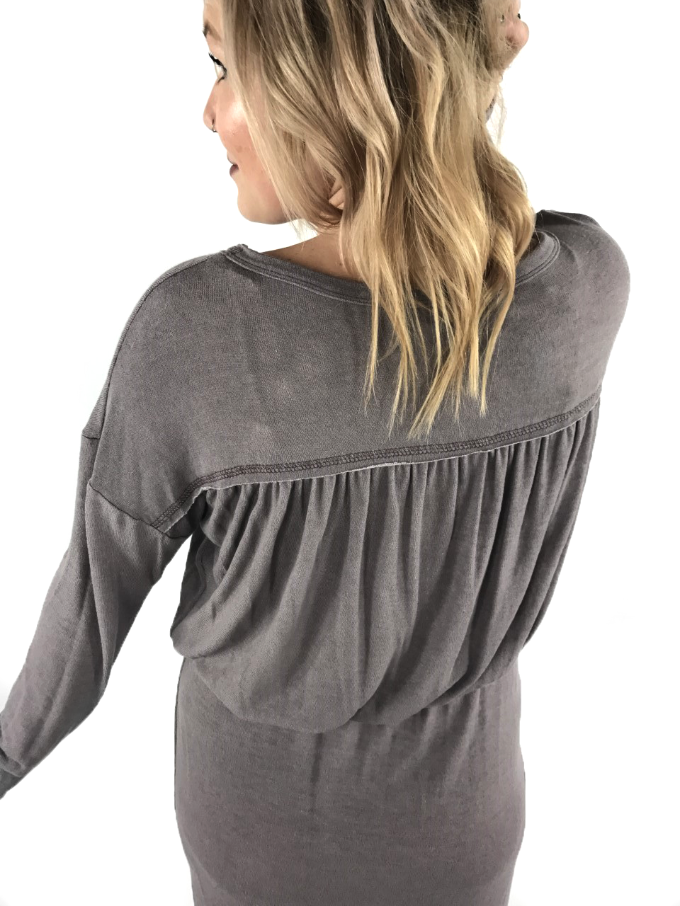 Tied/cinch waist long sleeve knit dress - MOD Boutique
